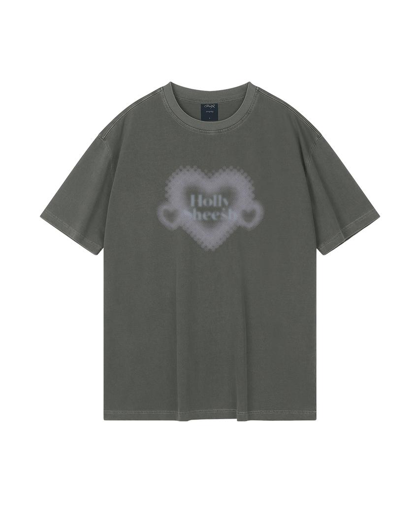 WILDROCK Hollysheesh Heart Pigment Oversized Short Sleeve T-Shirt_6 Colors (Cropped) (Type B)