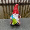 Garden Gnome Figurine Resin Drinking Coffee Gnome Sculpture Outdoor Gnome Statue for Indoor Terrace Garden Decoration
