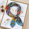 Luxury Spring New Imitated Silk Scarf Women Fashion 70cm Print Square Scarf Soft Satin Headband Shawl Wrap Hijab Foulard Ribbon