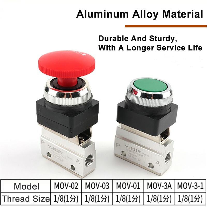 1PCS Push Button Pneumatic Mechanical Valve MOV-01 MOV-02 MOV-03 MOV-03A Manual Valve Air Switch Control Valve Momentary