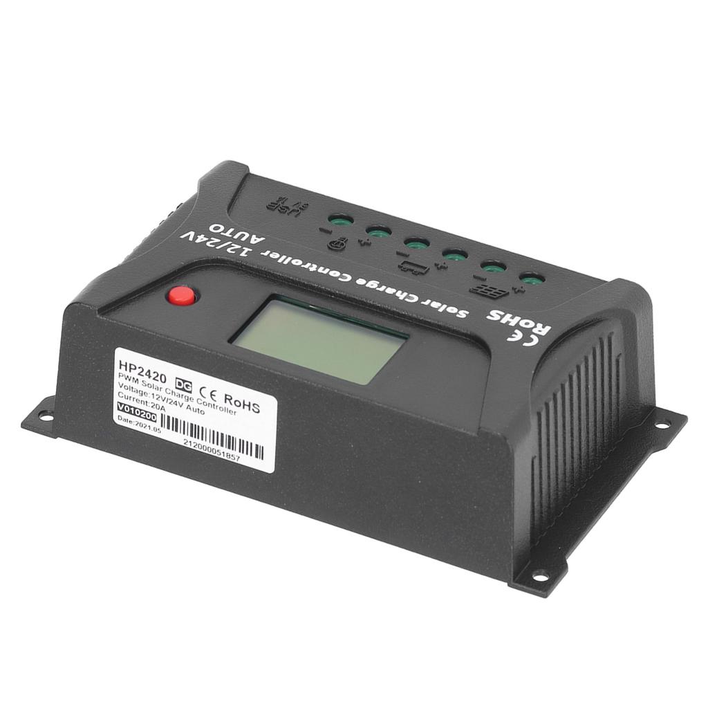 PWM Контроллер заряда солнечной батареи 20А Регулятор солнечной панели Контроллер энергии черного цвета для аксессуаров для дома на колесах