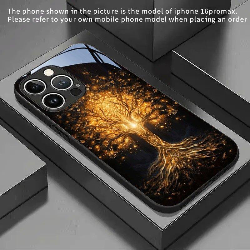 Черный Чехол из Закаленного Стекла Jinhui Life Дерево Жизни для Samsung Galaxy S25 S24 S23 Ultra Plus FE Ударопрочный Чехол