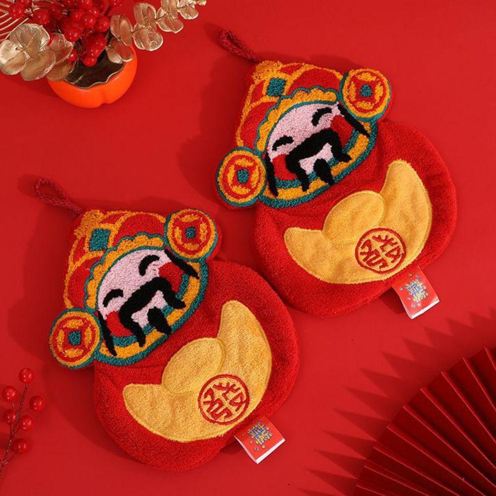 Cartoon Quick-drying Hand Towel Red Hanging Towels Creative Handkerchief Bathroom Kitchen