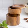 Elegant Secure Seal Kitchen Container Durable Wood Salt Caddy with Secure Lid Spice Container for Flavor Preservation