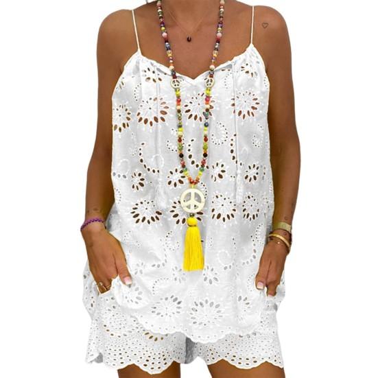 Шикарный дышащий жилет с завязками и кисточками, топ, широкие шорты, комплект, уличная одежда