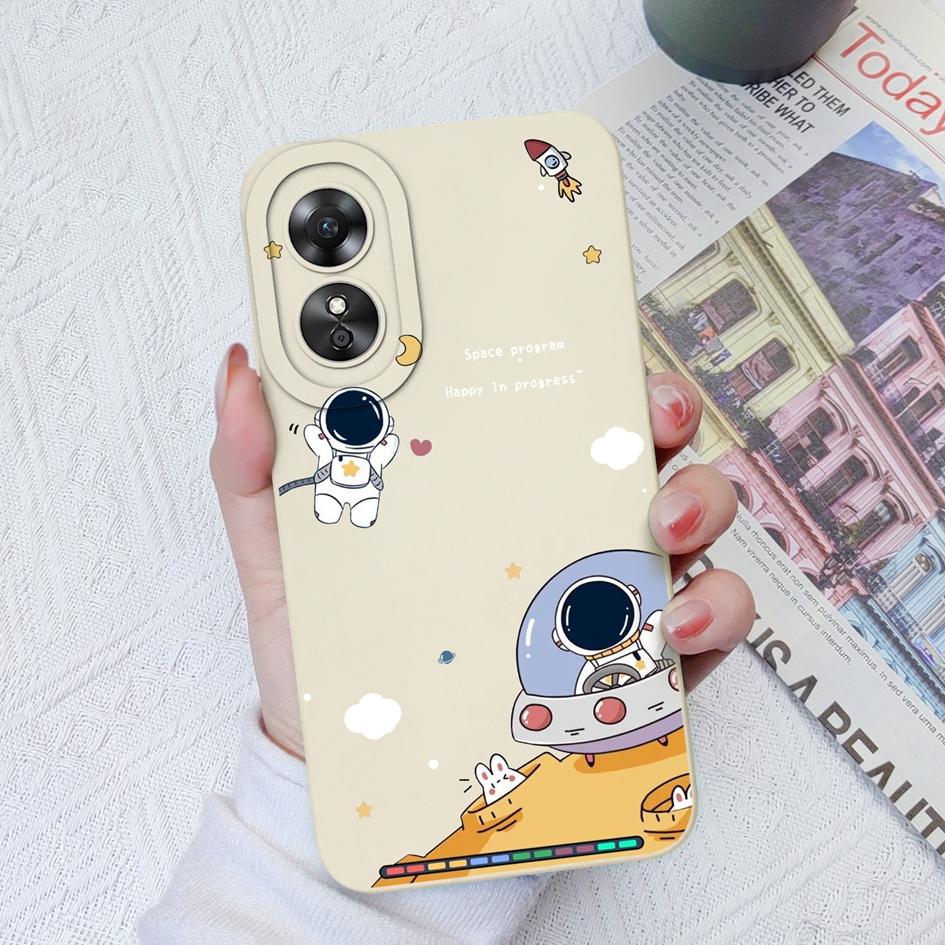 Чехол для телефона для OPPO A1 Pro 5G A9 A11 A15 A15S A17 A17K A33 A52, милый защитный чехол для камеры астронавта, жидкий силиконовый мягкий чехол для OPPO A58 Fundas Coque