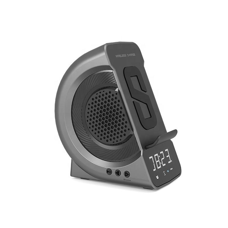 3 In 1 Wireless Charger Wireless Speaker With Alarm Clock 15w Fast Charge Qi Wireless Charger Speaker