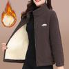 Fashion Jacket Autumn Winter Style Sheep Wool Jacket Middle Aged Elderly Women Fleece Lined Thickened Coat