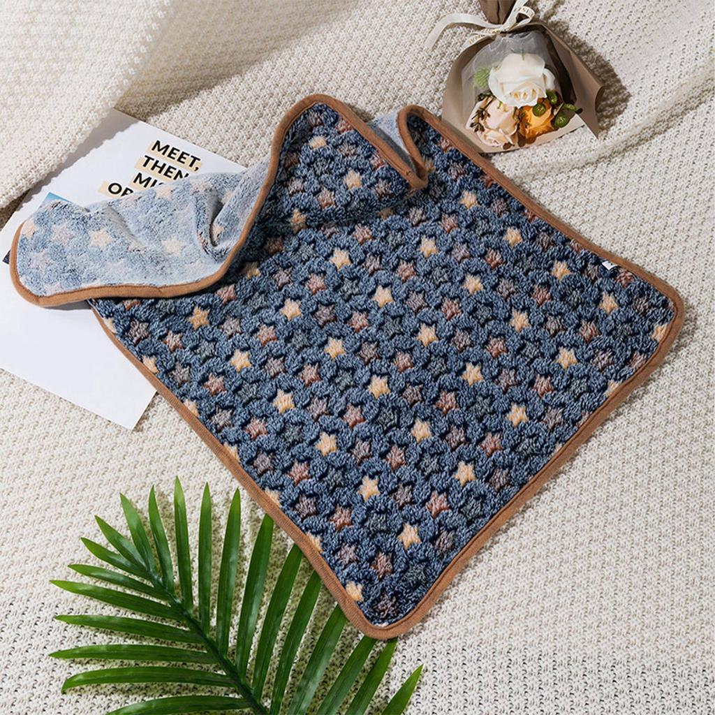 Теплый плед для питомца Осень Зима Принт Маленькие Звезды Пушистый Холодостойкий Плед для Собак Кошек для Щенков Собак Кошек Пурпурно-синий