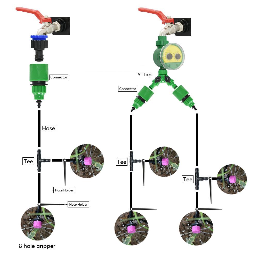 50M-5M DIY система капельного орошения автоматический полив садовый шланг микрокапельный полив комплекты с регулируемыми капельницами