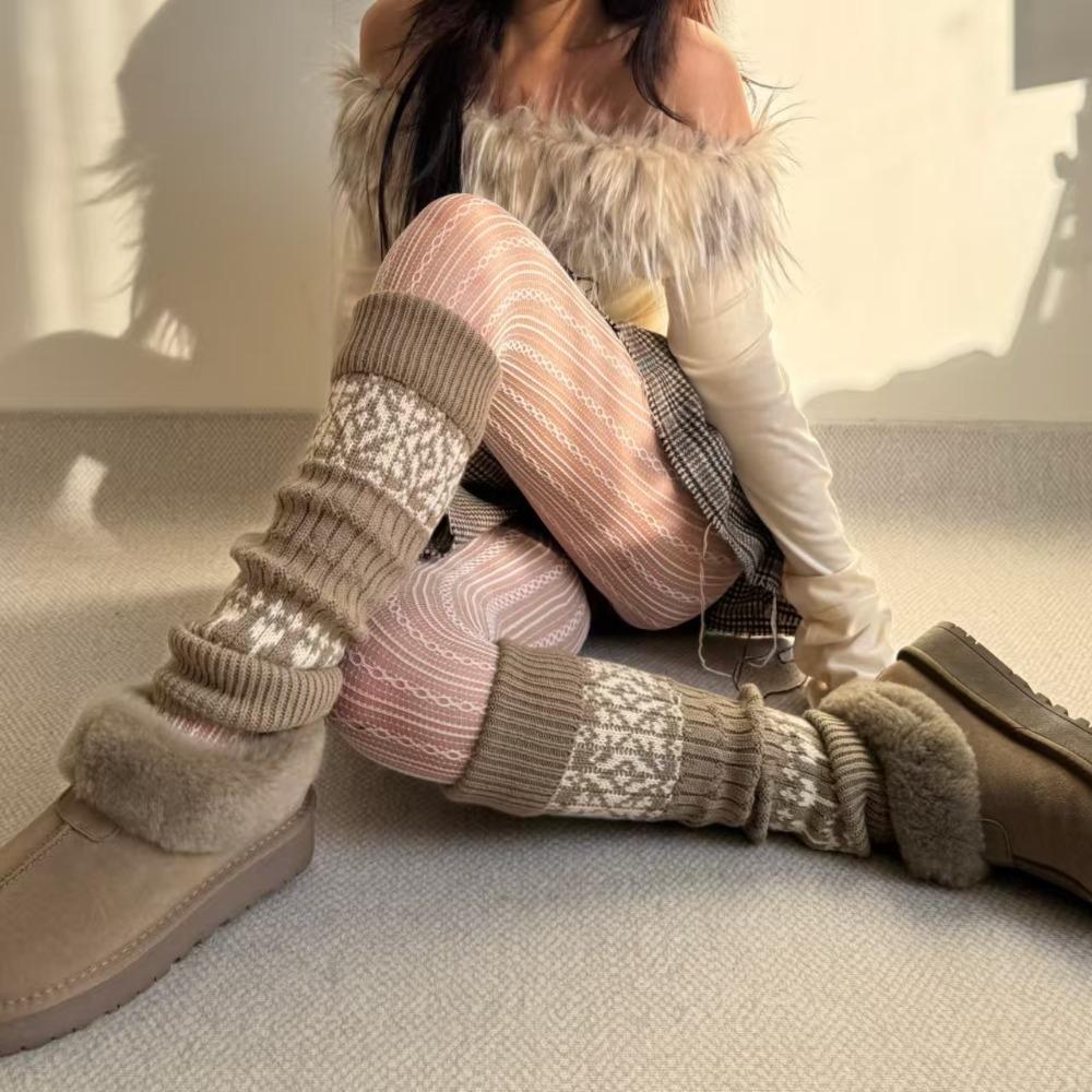 Matching Shoes Knitted Mid-Calf Socks Keep Warm Warm Leggings Soft Boot Cuffs Autumn