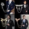 Men's Fashion Suit Brooch Simple Diamond Tassel Metal Wedding Dress Suit Brooch Collar Pin