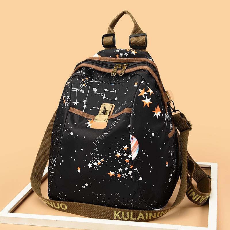 Printed Oxford Cloth Backpack Guochao Brand Large Capacity Lightweight Travel Fashion Messenger Bag Oversized