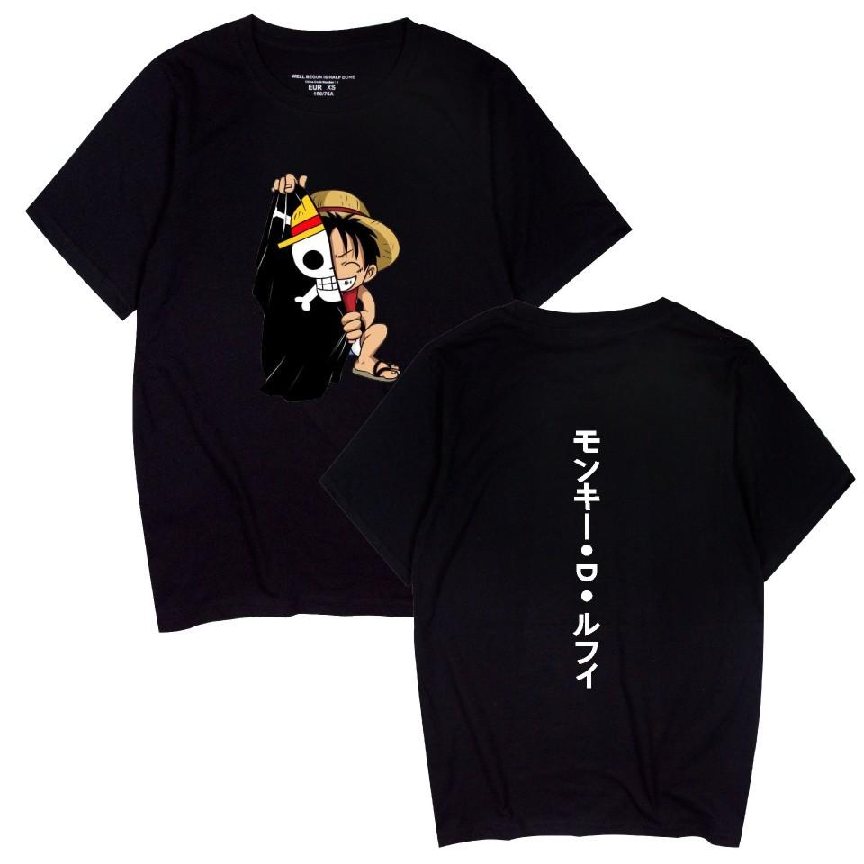 Футболки ONE PIECE С круглым вырезом С коротким рукавом Смешная одежда ONE PIECE Мультяшный принт Унисекс Футболка