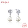Линдон стерлингового серебра 925 пробы синтетический жемчуг серьги серьги-капли для женщин подарки на свадьбу