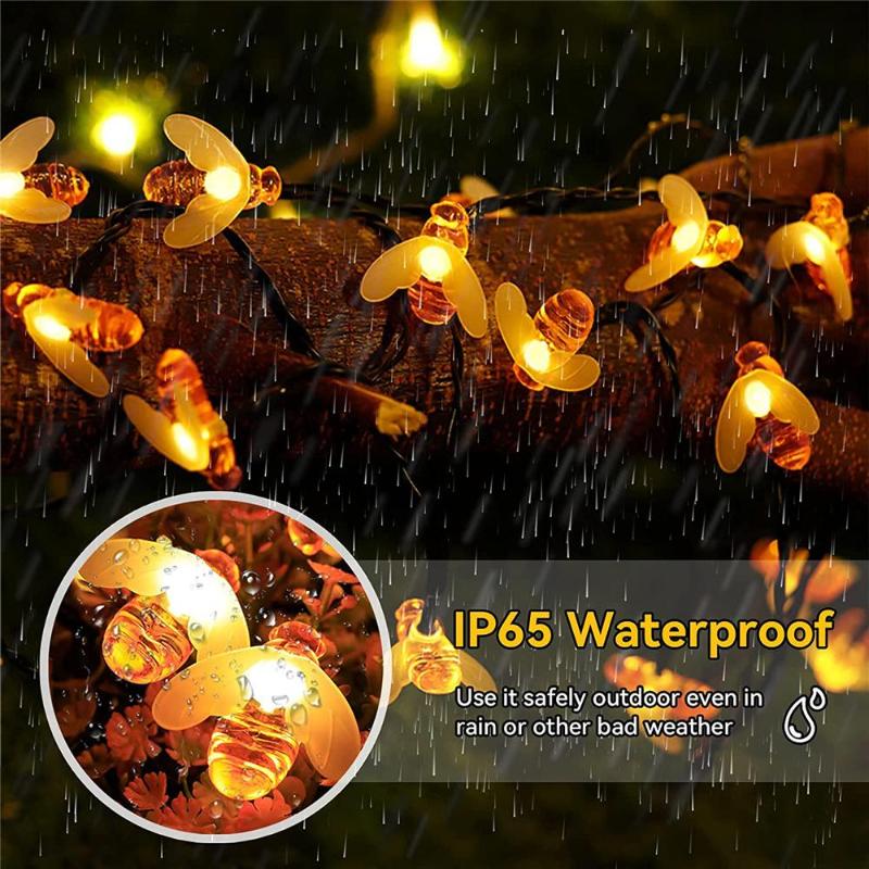 Solar Outdoor 100LED Cute BEE Lamp String Garden Lawn Plant Ground Lamp Courtyard Fairy Christmas Decorative Lamp