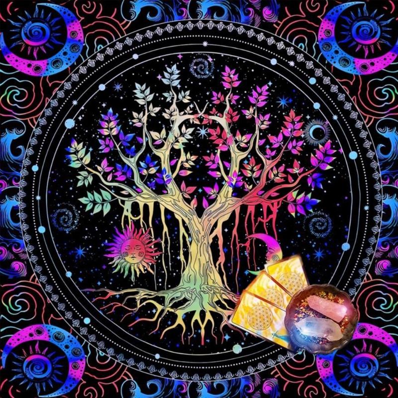 Коврик для гаданий с маятником квадратной формы, алтарная скатерть, коврик для настольных игр, коврик для рун, метафизическая настольная игра