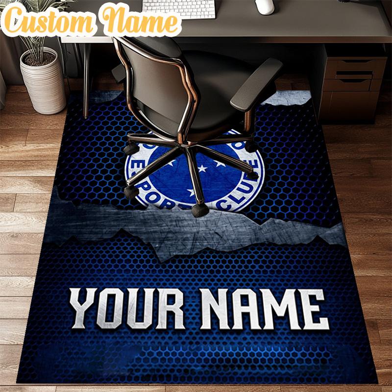Custom Name Cruzeiro Fc Stars Shine Rug Office Rug Chair Mat Non Slip Carpet Rugs for Bedrooms Dining Room Living Room Home Decor gifts