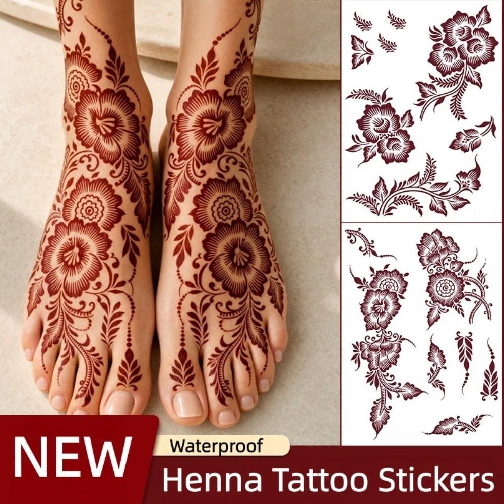 Legs Arm Henna Tattoo Stickers Lace Fake Tattoo Body Art Sticker Temporary Tattoo India Mehndi