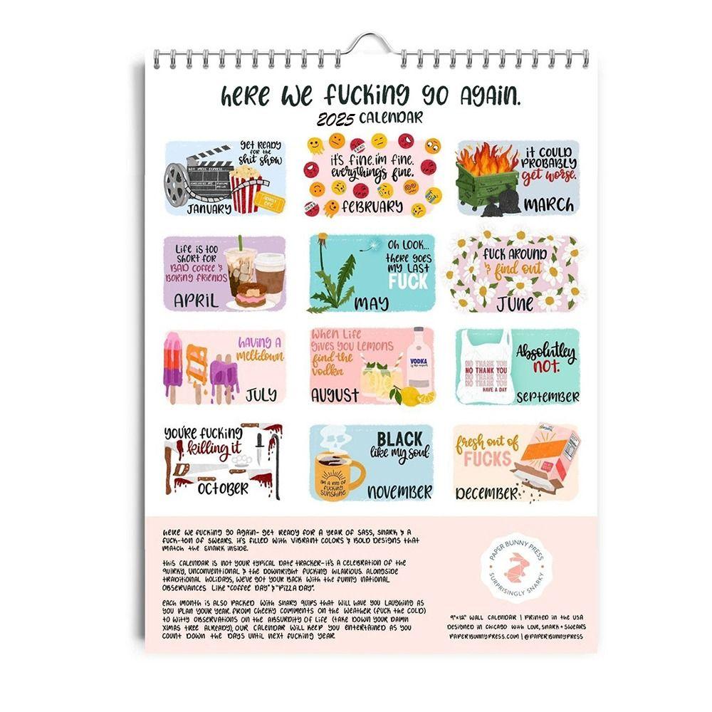 Ежемесячный календарь Here We Go Again 2025 Подвесной еженедельный органайзер Планировщик 2025 Настенный календарь Главная