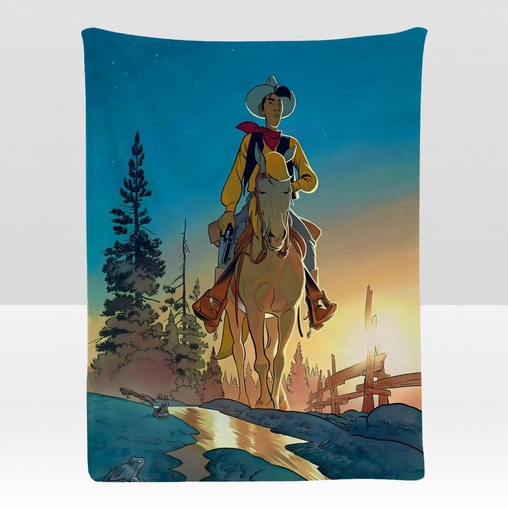 comic LLucky LLuke Throw Soft Flannel Blanket for Bed Bedroom Sofa Picnic Throw Skinfriendly Breathable Gift Cover