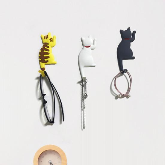 Наклейка на холодильник с крючком, высокая прочность, 3D, реалистичный дизайн с изображением мультяшного кота, декоративная наклейка на холодильник, аксессуар для холодильника