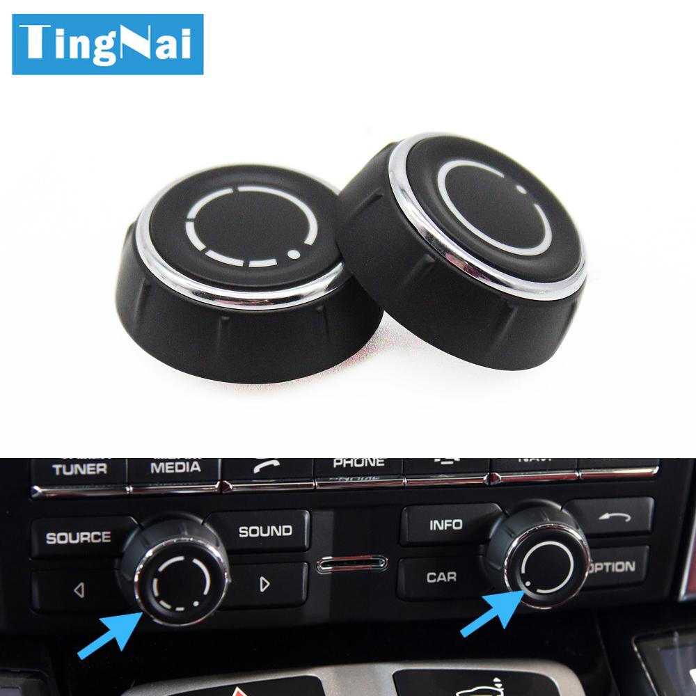Car Center Console Audio Volume Knob Cover CD Control Switch Button For Porsche Cayenne Panamera Macan Boxster 911 718