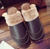 2024 женские зимние тапочки домашние спилковые кожаные водонепроницаемые хлопковые тапочки теплые домашние меховые парные нескользящие тапочки на платформе