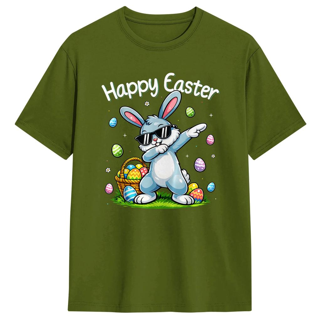 Funny Dabbing Bunny Easter Happy Easter T Shirt Summer Harajuku T Shirts Unisex Cotton O Neck XL XL XL Clothing YK Basic Tops