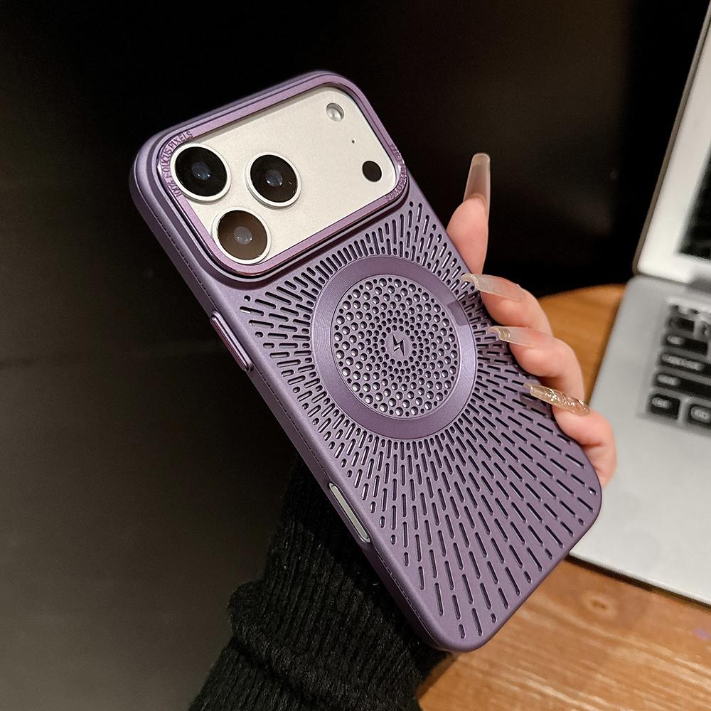 Роскосный Охлаждающий Чехол с Рассеиванием Тепла Полый Для iPhone 17 15 14 13 16 12 Pro Max Plus 17Pro 17 Для MagSafe Магнитный Матовый Чехол