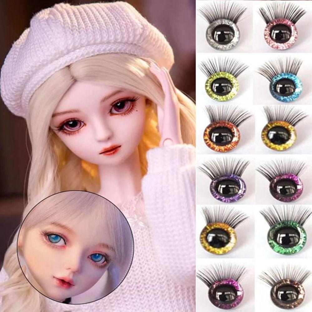 10 Colors Glitter Crystal Eyes 12mm Eyes with Eyelash New Bear Animal Eyes Doll Accessories