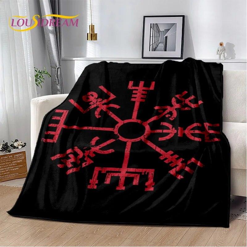 3D Viking Odin Valhalla Nordic Mythology Symbols Blanket,Soft Throw Blanket for Home Bedroom Bed Sofa Picnic Office Travel Cover