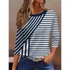 Women's Casual Long Sleeve T-Shirt - All-Over Vertical Stripes,Machine Washable, Regular Fit for Spring Summer Fall, Versatile Casual Wear