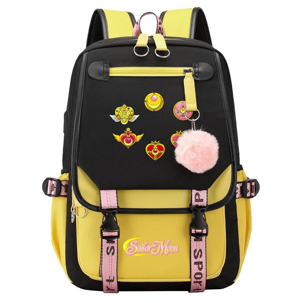 Новый аниме-рюкзак Sailor Moon с USB-подключением для подростков и школьников, мужской и женский, с откидной крышкой.