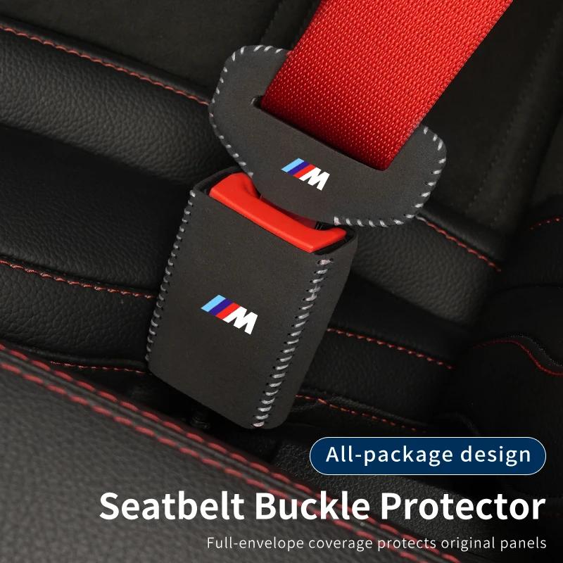 BAAK1 New 2025 2PC Car Seat Belt Buckle Protective Cover Safety Belt Plug Clip Case For BMW M X1 X3 X5 X6 X7 E30 E90 M3 E84 E83 E91 E7