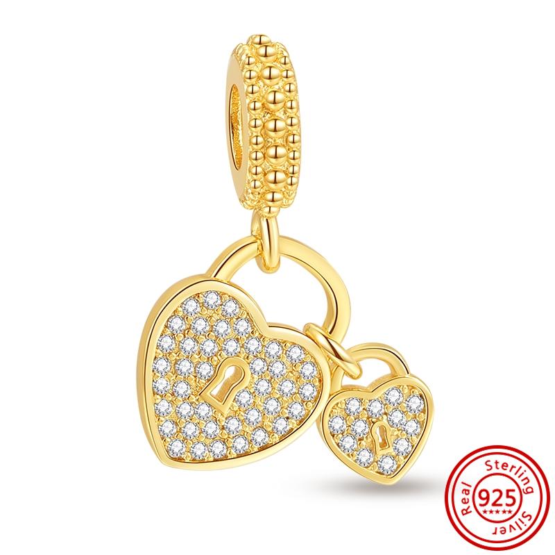 S925 Sterling Silver Golden Charm Crown Family Tree Safety Chain Hollow Beads Fit Original Bracelets Women Europe Jewelry