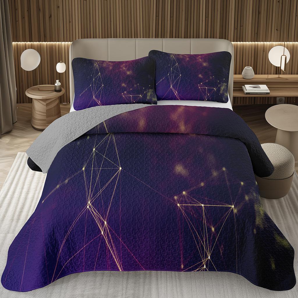 Rainbow Line Twin Queen Bedspread Colorful Abstract Geometric Quilted Bedding Set Bohemian Geometric Reversible Printed Coverlet