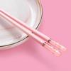 Chopsticks Reble Dishwasher Safe, 9.57 inches Pink Non-slip Lightweight Fiberglass Chop Sticks, Asian Cuisine Japanese Chinese Chopstick Gift Set, 5