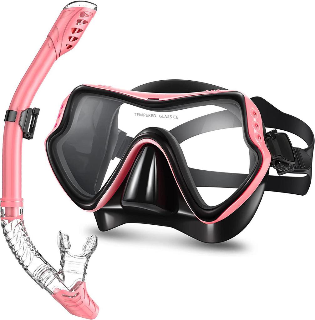 Snorkeling & Diving Set: Large Frame Silicone Mask and Snorkel for Men and Women