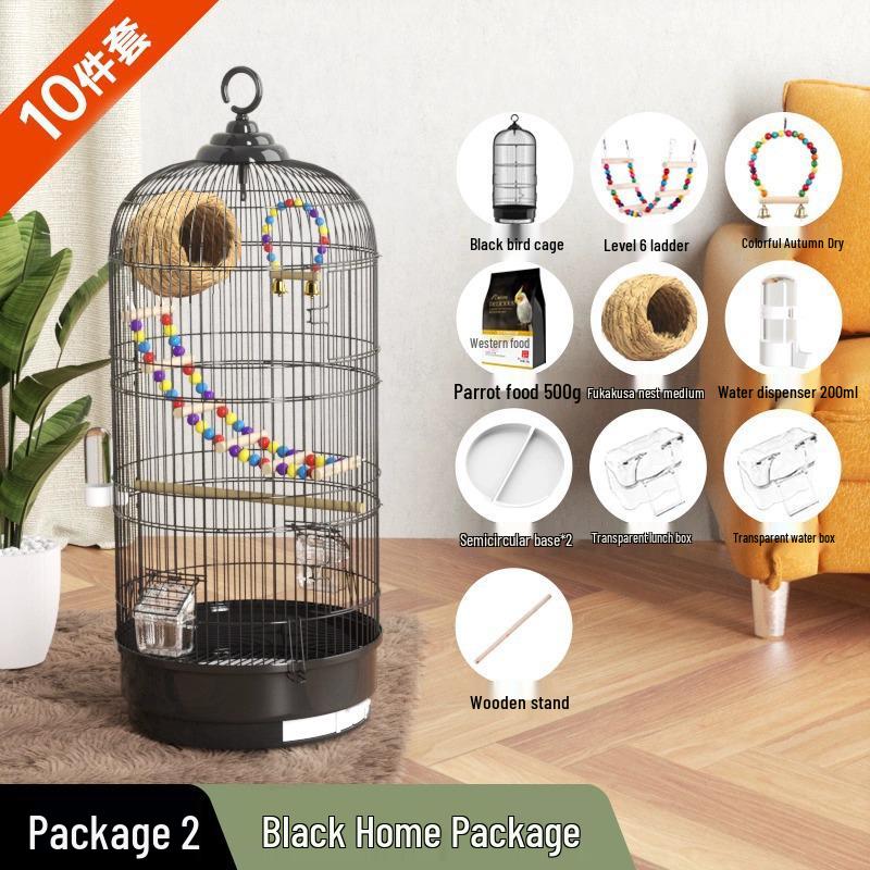 Роскошный круглый металлический набор клеток для попугаев, волнистых попугайчиков, корелл и майны