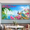 Waterfall Peacocks Flower Large Diy 5d Diamond Painting Full Round Drill Mosaic Embroidery Kits Wall Decoration AA2806