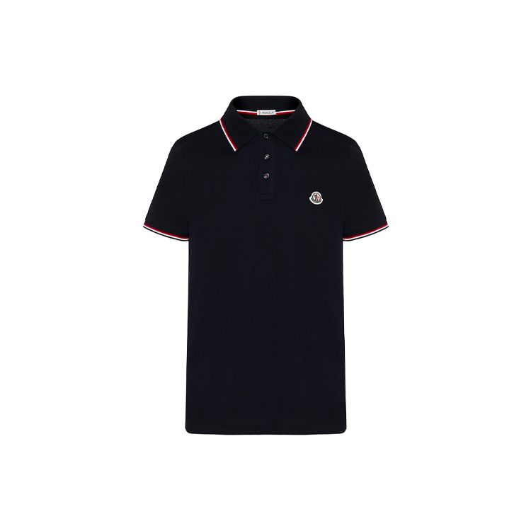 Moncler Logo Striped Decorative Short Sleeve Polo Shirt Men polo shirts Blue 8A000108455677X