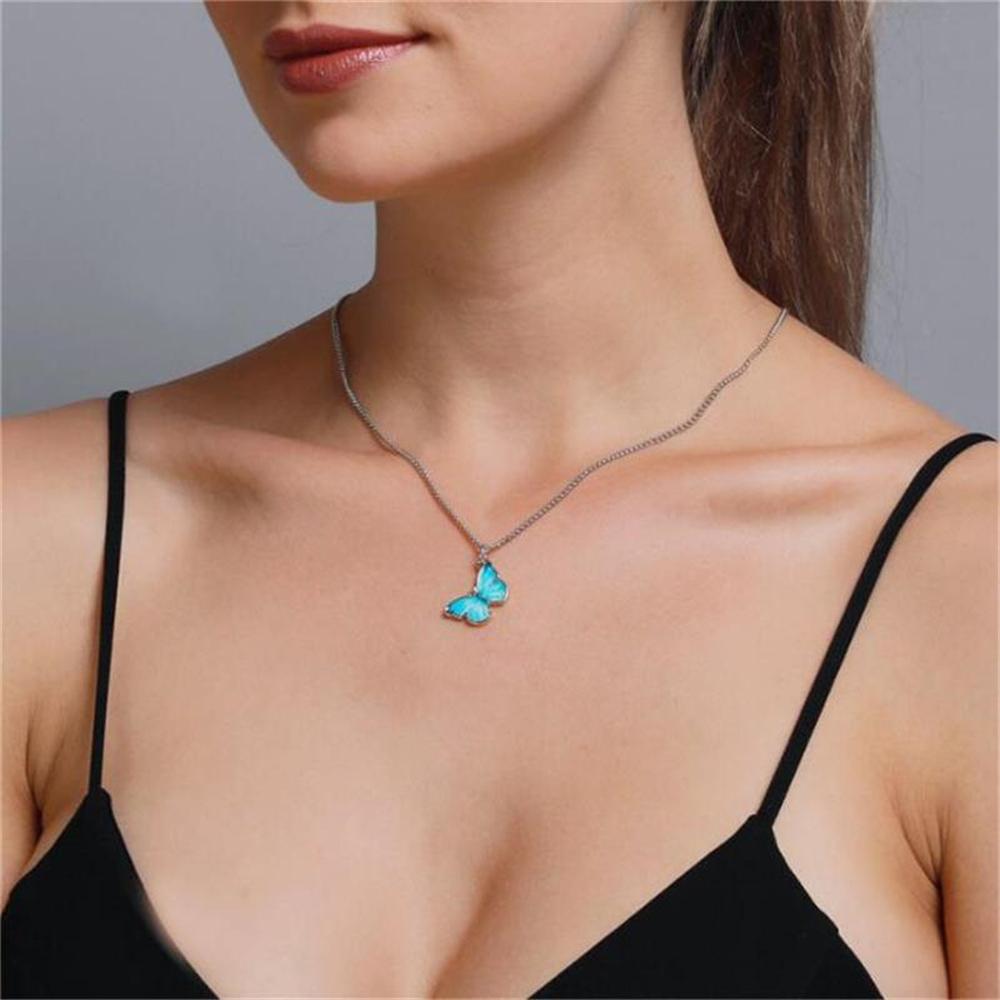Модное женское ожерелье в корейском стиле с милой бабочкой, ожерелье в подарок для девочки, милые украшения на шею, подарок на день рождения для девочки