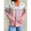 Осенняя женская толстовка с капюшоном, куртка на молнии с капюшоном, повседневная свободная модная женская куртка с длинным рукавом и принтом
