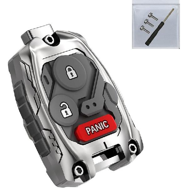Cutting NOT Required - Upgraded Version Heavy Zinc Alloy Key Fob Shell Case Replacement for Honda Accord Civic EX CR-V Pilot Key Fob Cover (4