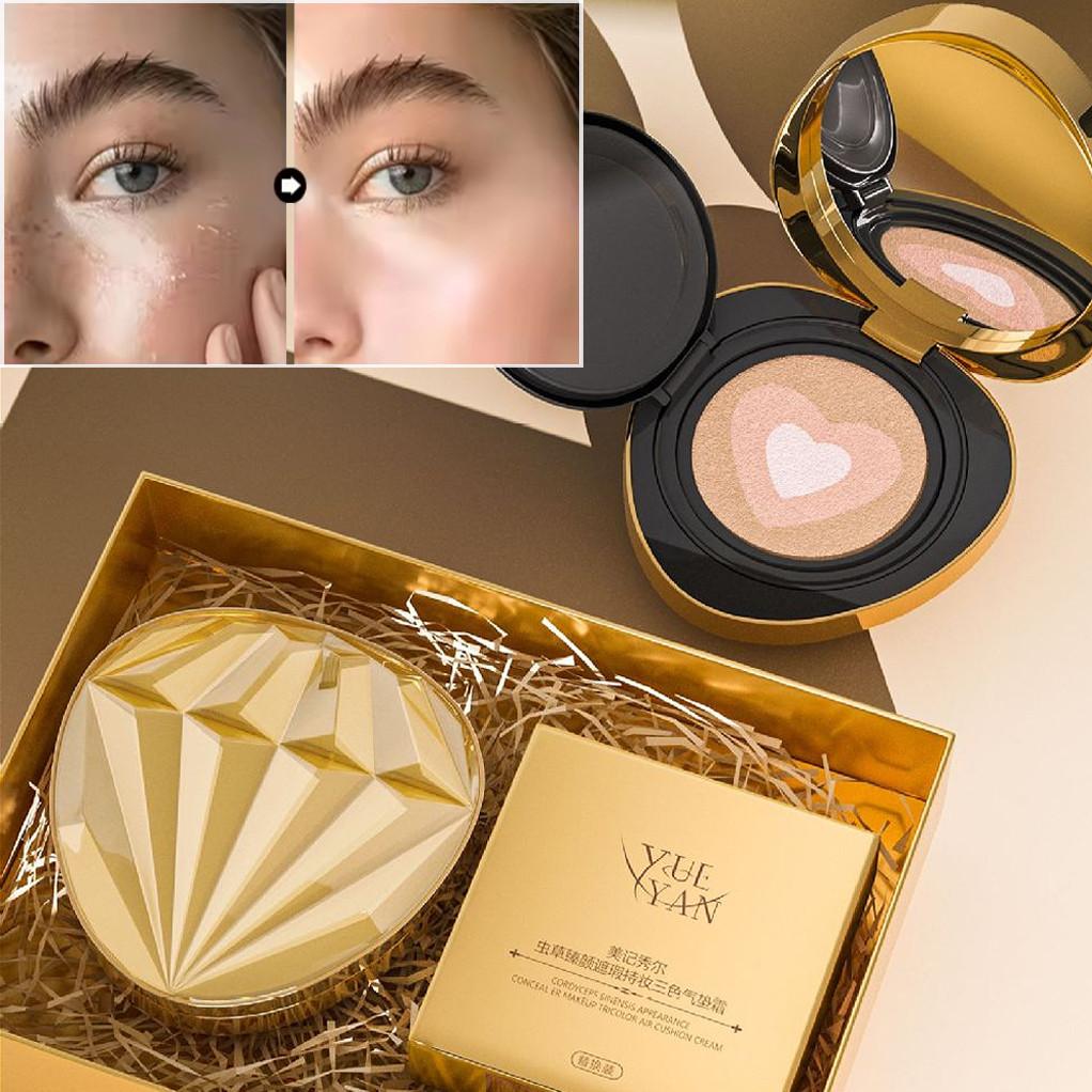 Air Cushion BB Cream Natural Brightening Concealer Oil Control Waterproof Permanent Fixed Liquid Foundation Daily Makeup Set Women's Fashion Makeup