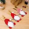 2Pcs Hanmade Christmas Decorations Cartoon Creative 3D Cutlery Pouch Santa Claus Knife and Fork Bag No-Face Doll Dwarf Indoor Ornaments
