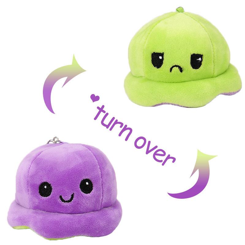 Creative Flip Face Change Octopus Small Pendant Doll Plush Toy Schoolbag Buckle Cute Couple Hanging Decoration