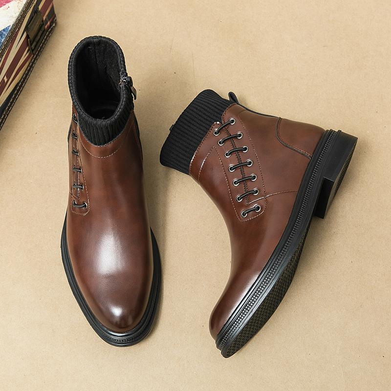 2025 Мужские кожаные ботинки челси Высококачественная деловая обувь Толстая подошва Ботинки челси Роскошный бренд Повседневная обувь