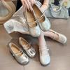 Silver Mary Jane Small Leather Shoes Women's New Summer Beautiful Skirt Flat Bottom Shallow Mouth Evening Single Shoes